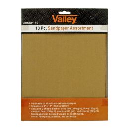 10 pc. Sandpaper Assortment with 150 - 60 Grit Sheets - Valley