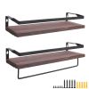 2X Heavy Duty Floating Wall Mounted Shelf Wooden Shelves Storage Kitchen Rack Display