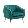 Accent Chair with Ottoman; Modern Tufted Barrel Chair Ottoman Set for Living Room Bedroom; Golden Finished; Christmas Green