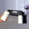 Smart APP LED Wooden Digital Alarm Clock Voice Control Thermometer Display Black