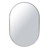 35 Inch Modern Oval Hanging Accent Wall Mirror with Metal Frame; Silver; DunaWest