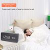 Smart APP LED Wooden Digital Alarm Clock Voice Control Thermometer Display Black