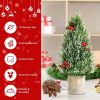 18.5" Snowy Tabletop Christmas Tree w/ 170 PE Branch Tips & Pulp Base