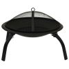 2-in-1 Fire Pit and BBQ with Poker 22"x22"x19.3" Steel