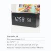 LED Wooden Digital Alarm Clock With USB Charging Ports Black