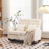 118*94*93cm High Back With Headrest Square Lumbar Pillow Side Bag Flannel Solid Wood Indoor Rocking Chair Beige