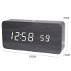 Smart APP LED Wooden Digital Alarm Clock Voice Control Thermometer Display Black