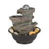 9.84inches Cascading Resin-Rock Falls Tabletop Water Fountain with LED Lights&Ball, Indoor Oudoor Decorative Tabletop Fountain for Stress Relief