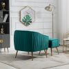 Accent Chair with Ottoman; Modern Tufted Barrel Chair Ottoman Set for Living Room Bedroom; Golden Finished; Christmas Green