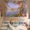 Mediterranean Rose Tapestry Bedroom Oil Painting Tapestry Rental Decorative Wall Tapestry, 29x39 inch