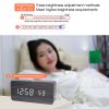 Smart APP LED Wooden Digital Alarm Clock Voice Control Thermometer Display Black