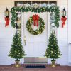 4 Pieces Christmas Decoration Set with Garland Wreath and Entrance Trees