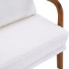 Oak Armrest Oak Upholstered Teddy Velvet Single Lounge Chair Indoor Lounge Chair Off-White