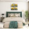 4 Pieces Sunflower Wall Art Black and Yellow Pictures for Living Room Floral Paintings for Wall Decorations