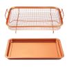 Crisper Tray Set Non Stick Cookie Sheet Tray Air Fry Pan Grill Basket Oven Dishwasher Safe Oil Free