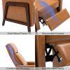 Wood-Framed PU Leather Recliner Chair Adjustable Home Theater Seating with Thick Seat Cushion and Backrest Modern Living Room Recliners;  Brown