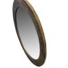 Round Layered Wooden Frame Decor Wall Mirror with Hand Carved Texture; Brown; DunaWest