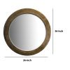 Round Layered Wooden Frame Decor Wall Mirror with Hand Carved Texture; Brown; DunaWest