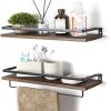 2X Heavy Duty Floating Wall Mounted Shelf Wooden Shelves Storage Kitchen Rack Display