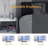 Digital Alarm Clock Mirror Surface LED Electronic Clock with USB Charger Blue