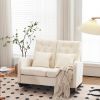 118*94*93cm High Back With Headrest Square Lumbar Pillow Side Bag Flannel Solid Wood Indoor Rocking Chair Beige