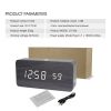 Smart APP LED Wooden Digital Alarm Clock Voice Control Thermometer Display Black