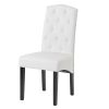 Dining PU Chair with Solid Wood Legs, 18.11&quot; L x 24.01&quot; W x 40.95&quot; H White