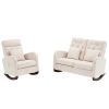 118*94*93cm High Back With Headrest Square Lumbar Pillow Side Bag Flannel Solid Wood Indoor Rocking Chair Beige