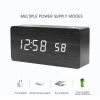 LED Wooden Digital Alarm Clock With USB Charging Ports Black