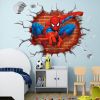 3D Cartoon Spiderman Wall Stickers For Kids Rooms Boys Gifts Through Wall Decals Home Decor Mural