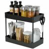 2-Tier Under Sink Shelf Organizer Space Saving Under Bathroom Sink Storage Rack w/ 4 Hooks