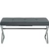 Luxury modern Sofa Bench buttons living room PU seat ottoman bench with chrome legs(set of 1)