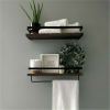 2X Heavy Duty Floating Wall Mounted Shelf Wooden Shelves Storage Kitchen Rack Display