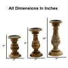 Pillar Shaped Wooden Candle Holder; Set of 3; Brown