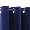 Blackout Curtains with Rings 2 pcs Navy Blue 37"x63" Velvet