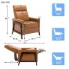 Wood-Framed PU Leather Recliner Chair Adjustable Home Theater Seating with Thick Seat Cushion and Backrest Modern Living Room Recliners;  Brown