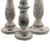 Benzara Distressed Finish Wooden Pillar Shaped Candleholder; Set of 3; White