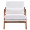 Oak Armrest Oak Upholstered Teddy Velvet Single Lounge Chair Indoor Lounge Chair Off-White