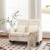 118*94*93cm High Back With Headrest Square Lumbar Pillow Side Bag Flannel Solid Wood Indoor Rocking Chair Beige