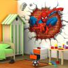 3D Cartoon Spiderman Wall Stickers For Kids Rooms Boys Gifts Through Wall Decals Home Decor Mural