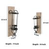 21 Inch Industrial Wall Mount Wood Candle Holder With Glass Hurrican; Set of 2; Black; DunaWest