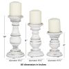 Turned Design Wooden Candle Holder with Distressed Details; Set of 3; White