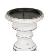 Turned Design Wooden Candle Holder with Distressed Details; Set of 3; White