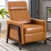 Wood-Framed PU Leather Recliner Chair Adjustable Home Theater Seating with Thick Seat Cushion and Backrest Modern Living Room Recliners;  Brown