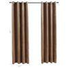 Blackout Curtains with Rings 2 pcs Beige 54"x63" Velvet