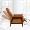 Wood-Framed PU Leather Recliner Chair Adjustable Home Theater Seating with Thick Seat Cushion and Backrest Modern Living Room Recliners;  Brown