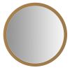 32 Inch Round Wooden Frame Floating Wall Beveled Mirror; Brown; DunaWest