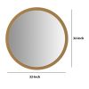 32 Inch Round Wooden Frame Floating Wall Beveled Mirror; Brown; DunaWest