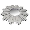 28 Inch Round Floating Wall Mirror with Sunburst Design Frame; Silver; DunaWest