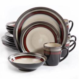 Gibson Elite Lewisville 16 Piece Dinnerware Set, Red